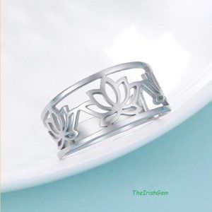 Stainless Steel Lotus Flower Ring